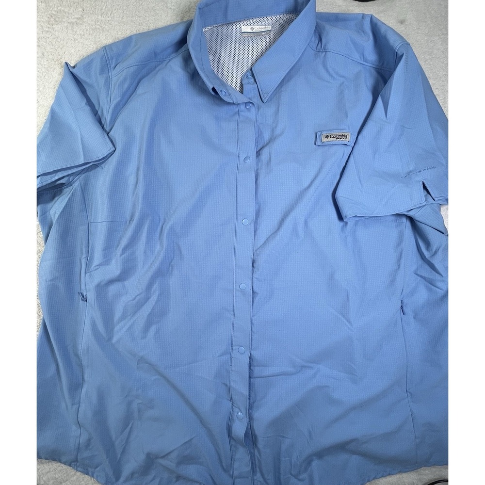 Columbia PFG Womens 3X Fishing Shirt Blue Vented Performance Outdoor